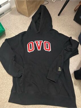 OVO Black Hoodie with Red and White Lettering